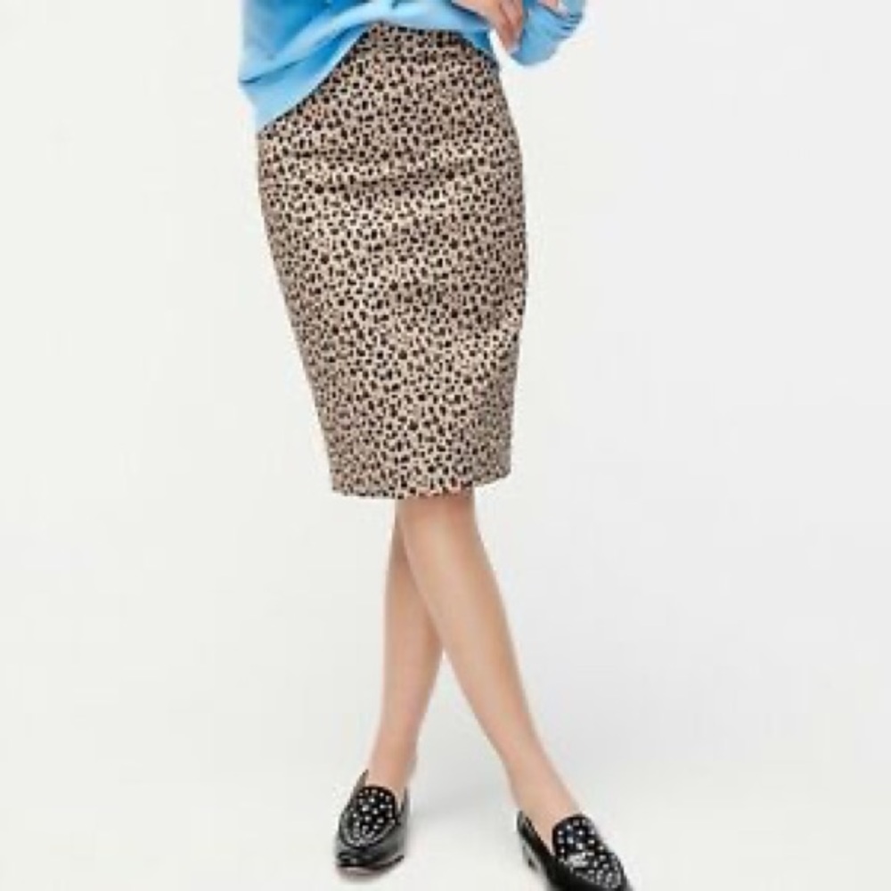 J. Crew No. 2 Pencil Skirt Leopard Print Stretch Cotton